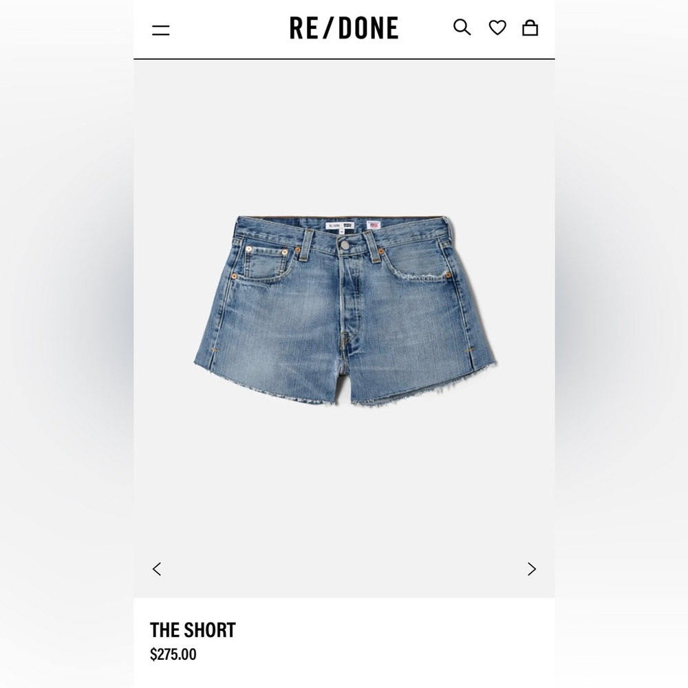 NWT REDONE LEVIS THE SHORT INDIGO 25